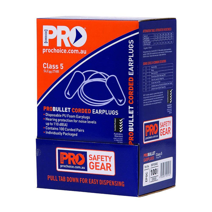 ProChoice Probullet Disposable Earplugs Corded - Dynaton Australia