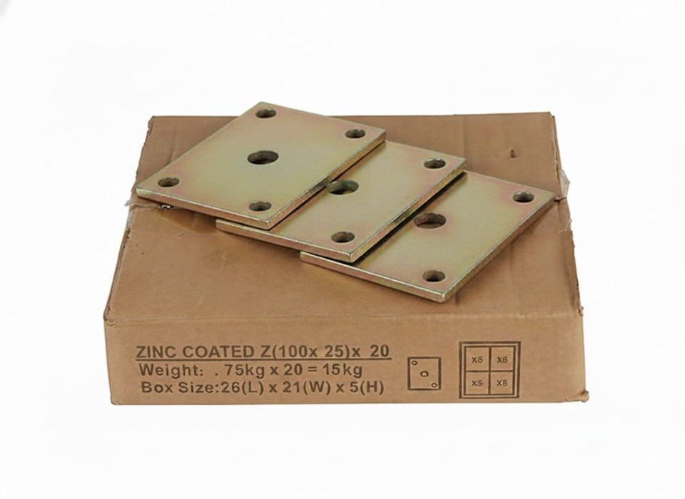 ZBar Plate - Zinc Coated (100x125x10mm)