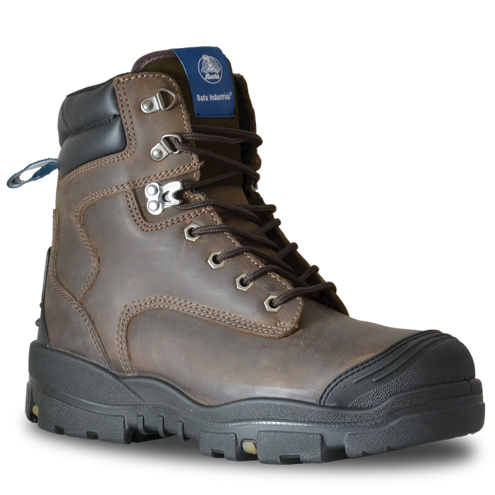 Brown Crazy Horse 6" Lace Up Safety Boot (Scuff Cap) - Available Sizes: 3-14 UK + 6.5 & 10.5 Only