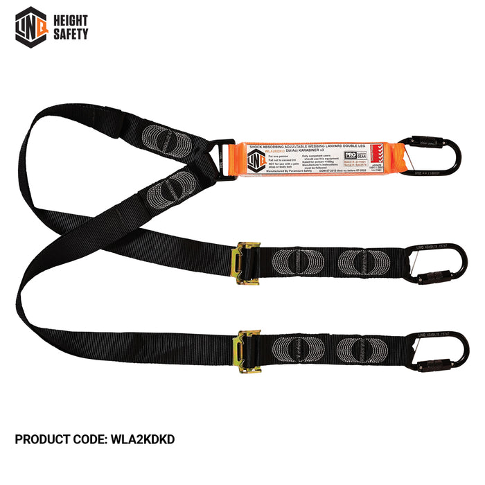 Elite Double Leg Shock Absorbing 2M Adjustable Lanyard